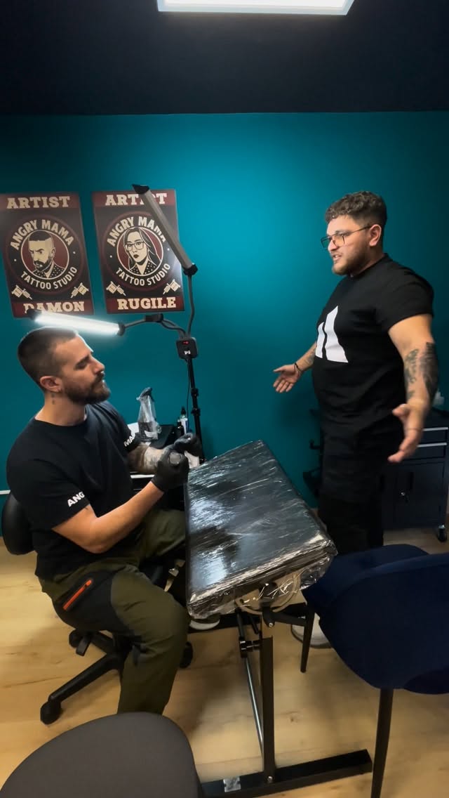 The Angry Mama Tattoo Studio team at work