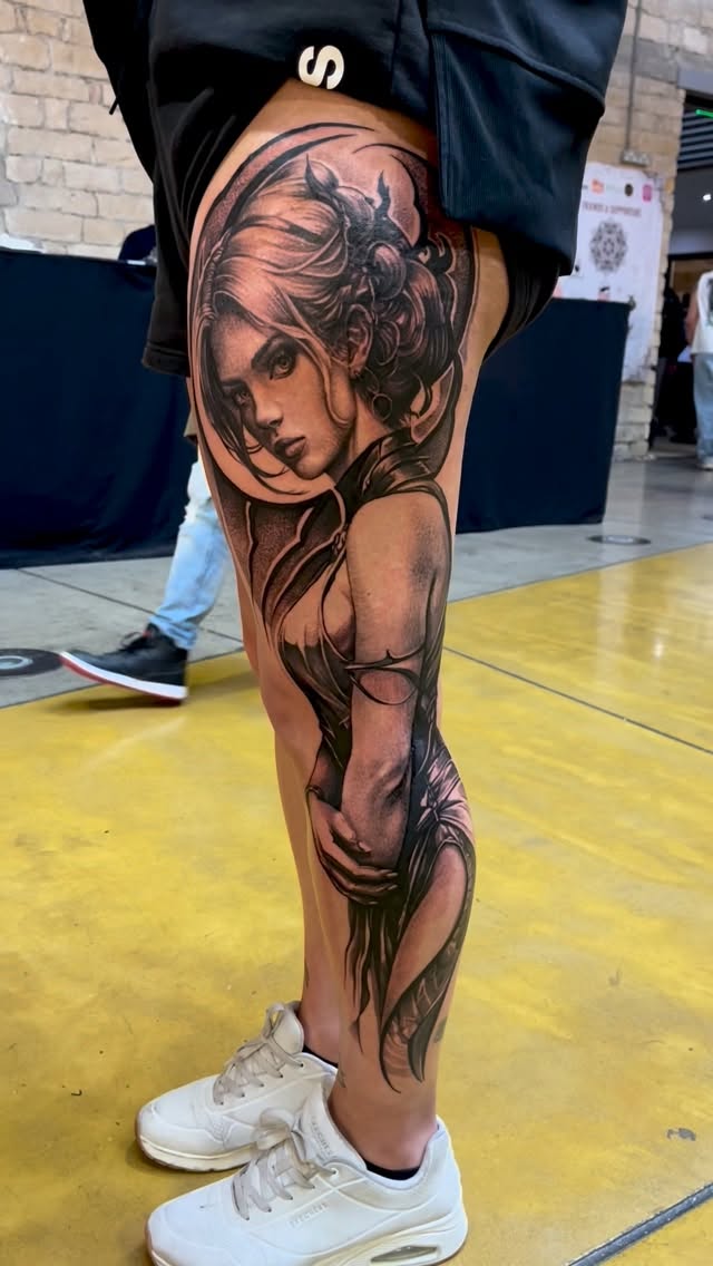 Full leg tattoo at Cyprus Tattoo Convention 2026