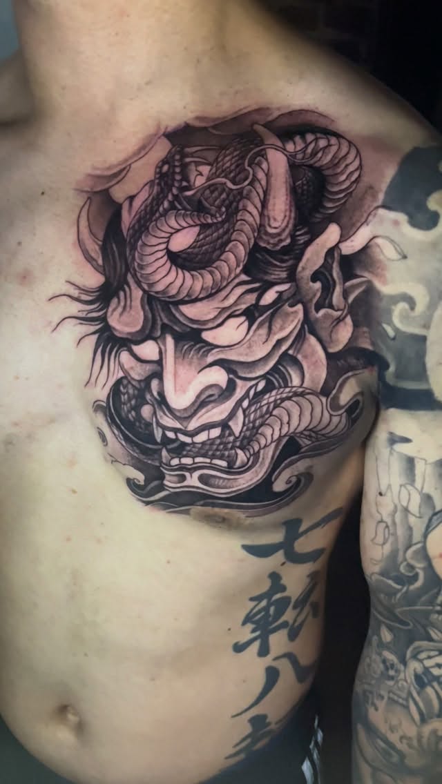 Hannya mask tattoo
