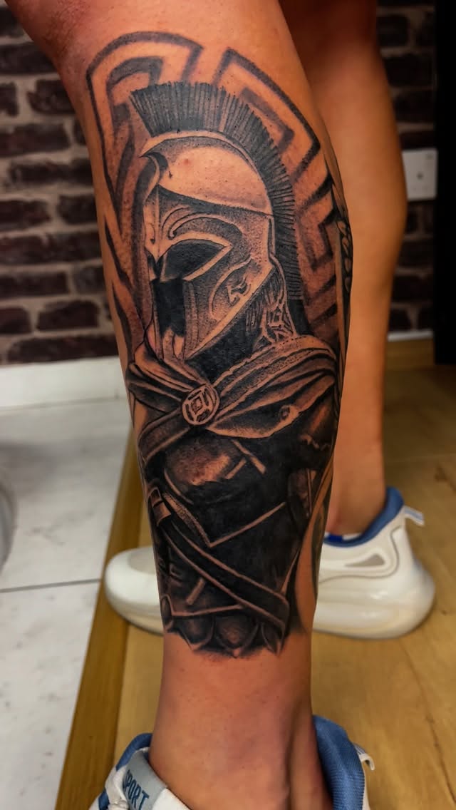 Spartan leg tattoo