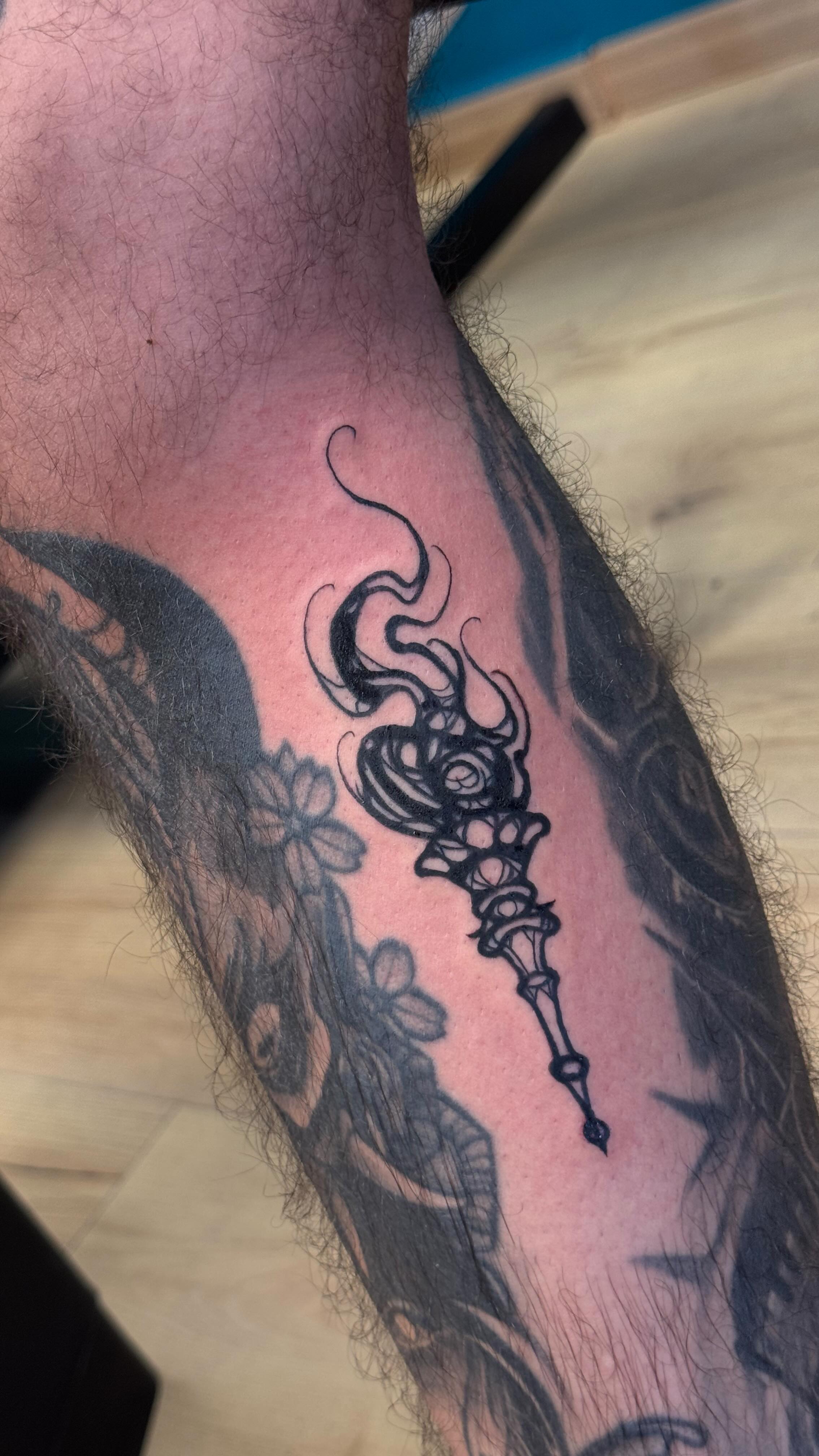 Torch dark style tattoo